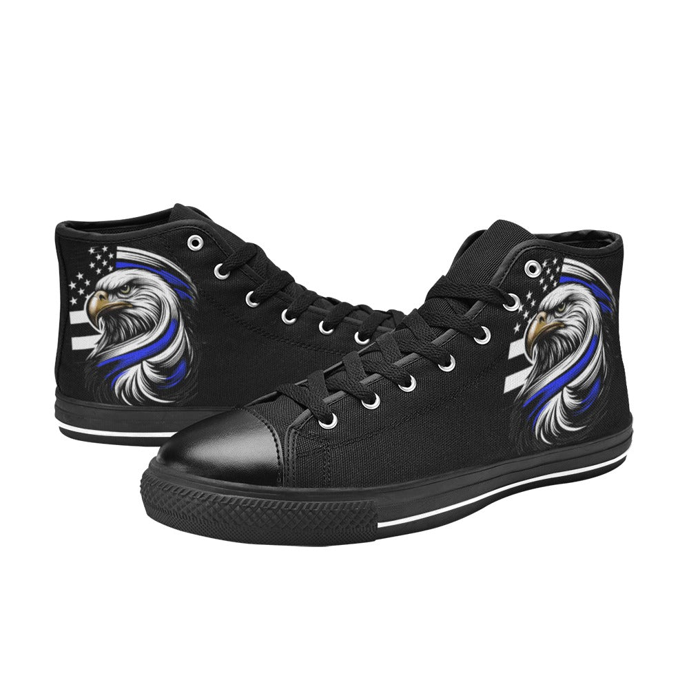 Thin Blue Line Eagle Mens High Top Canvas Shoes