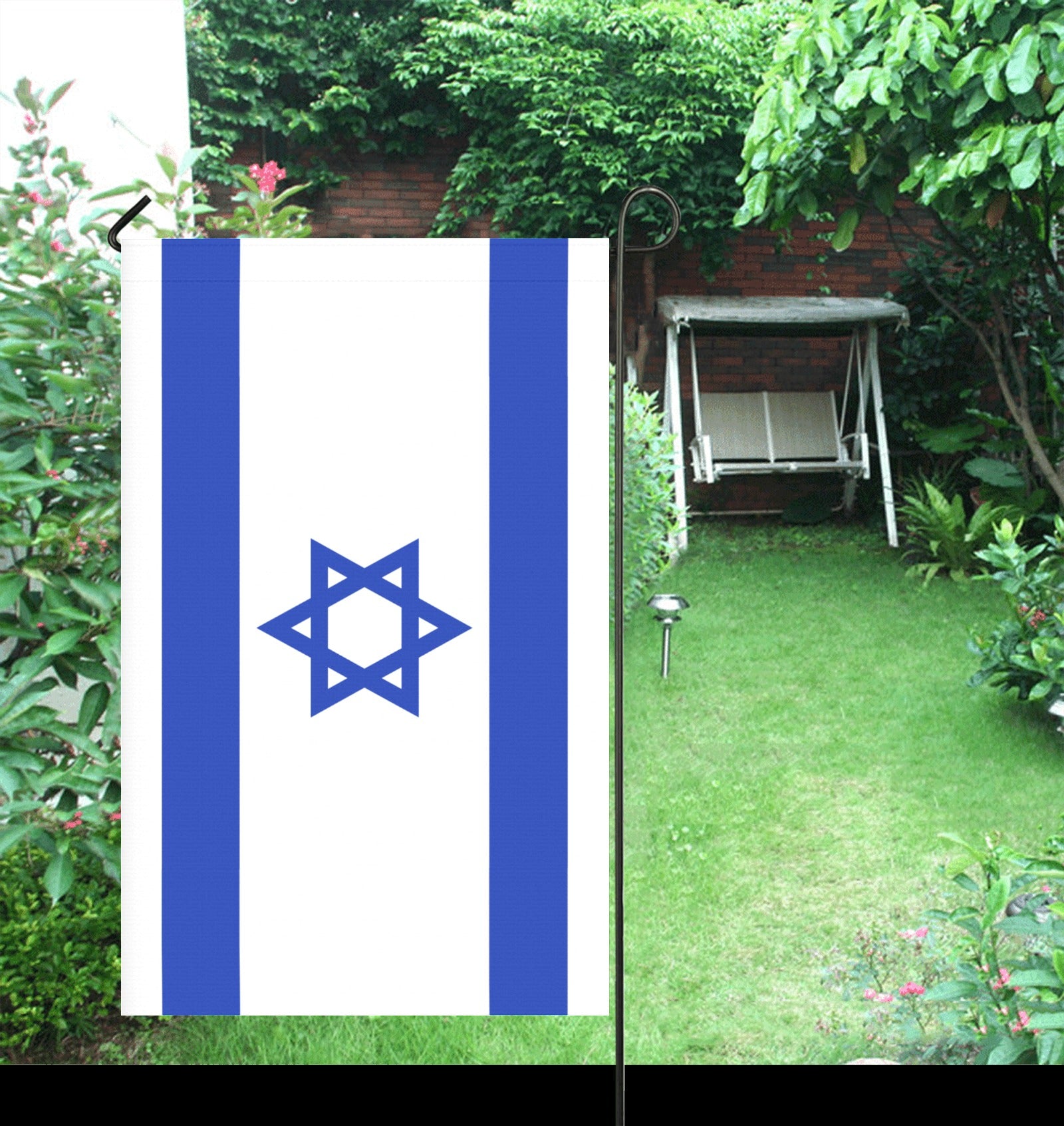 Garden flag by Luv My Flag with Israeli design.