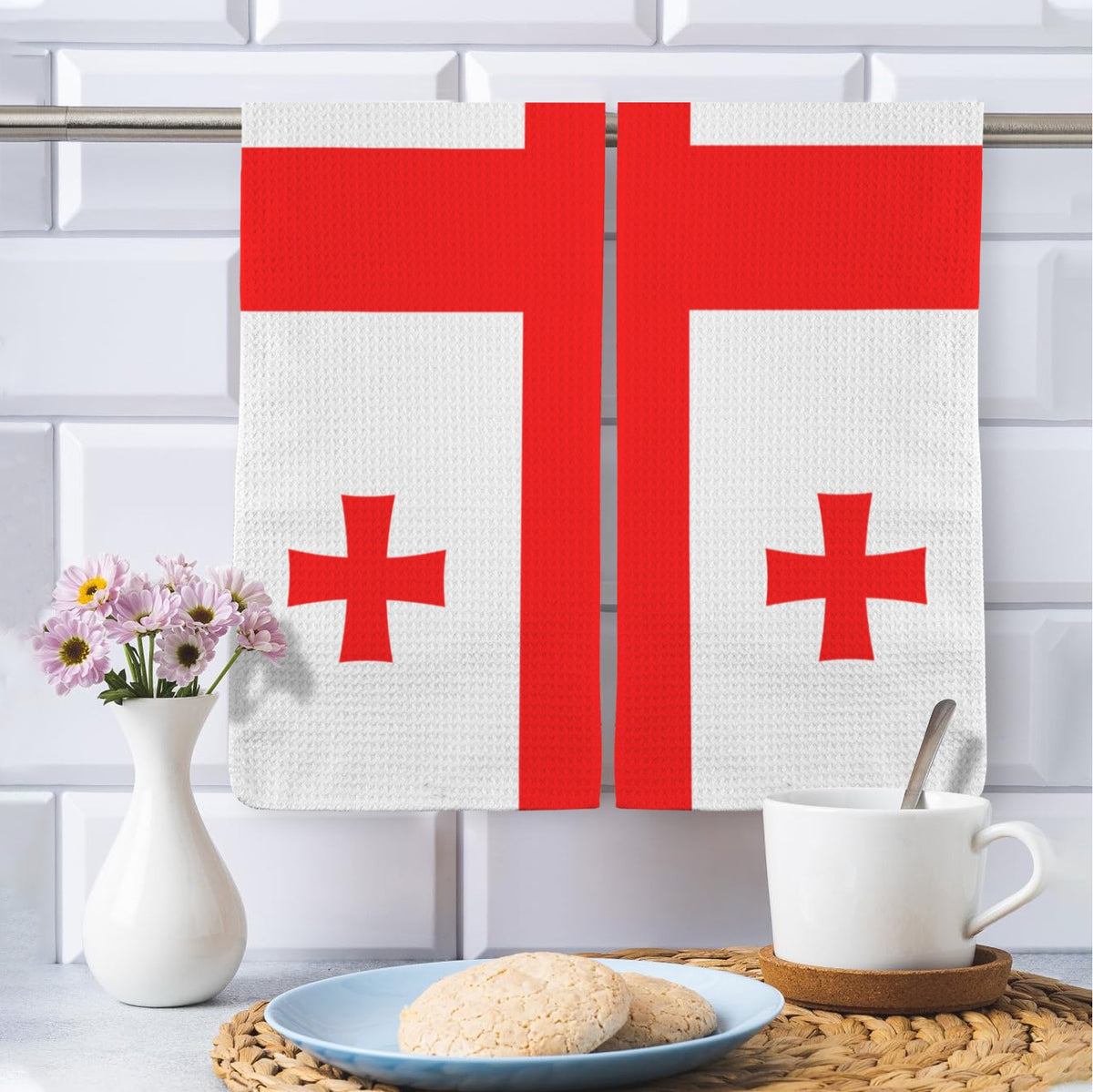 Georgia Flag Inspired Kitchen Towel 40X60cm (Pack of 2) | Printed In the USA