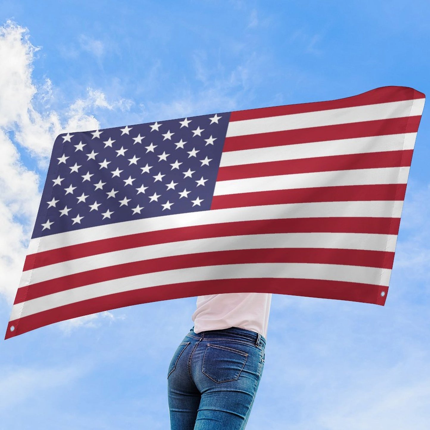 USA/American Flag Inspired Wall Mount Flag with Four Grommets (35x59 in)