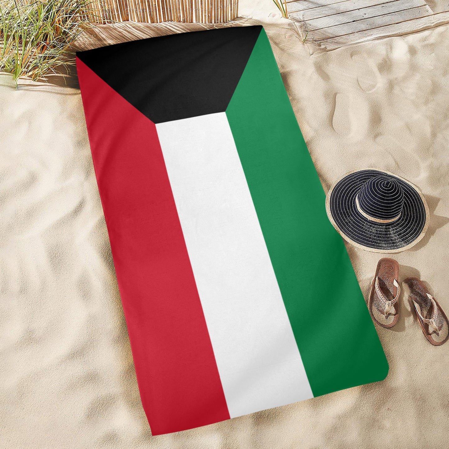 Kuwait Flag Beach Towel 31"x71" (Made in USA)