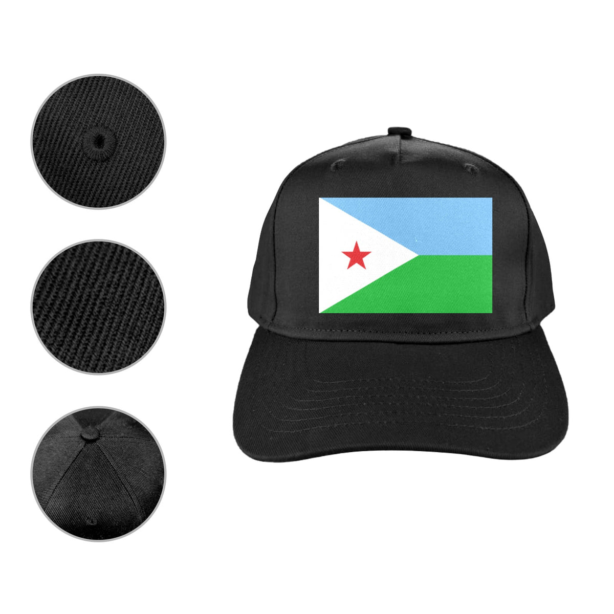 Djibouti Flag Inspired Baseball Cap | Printed in the USA