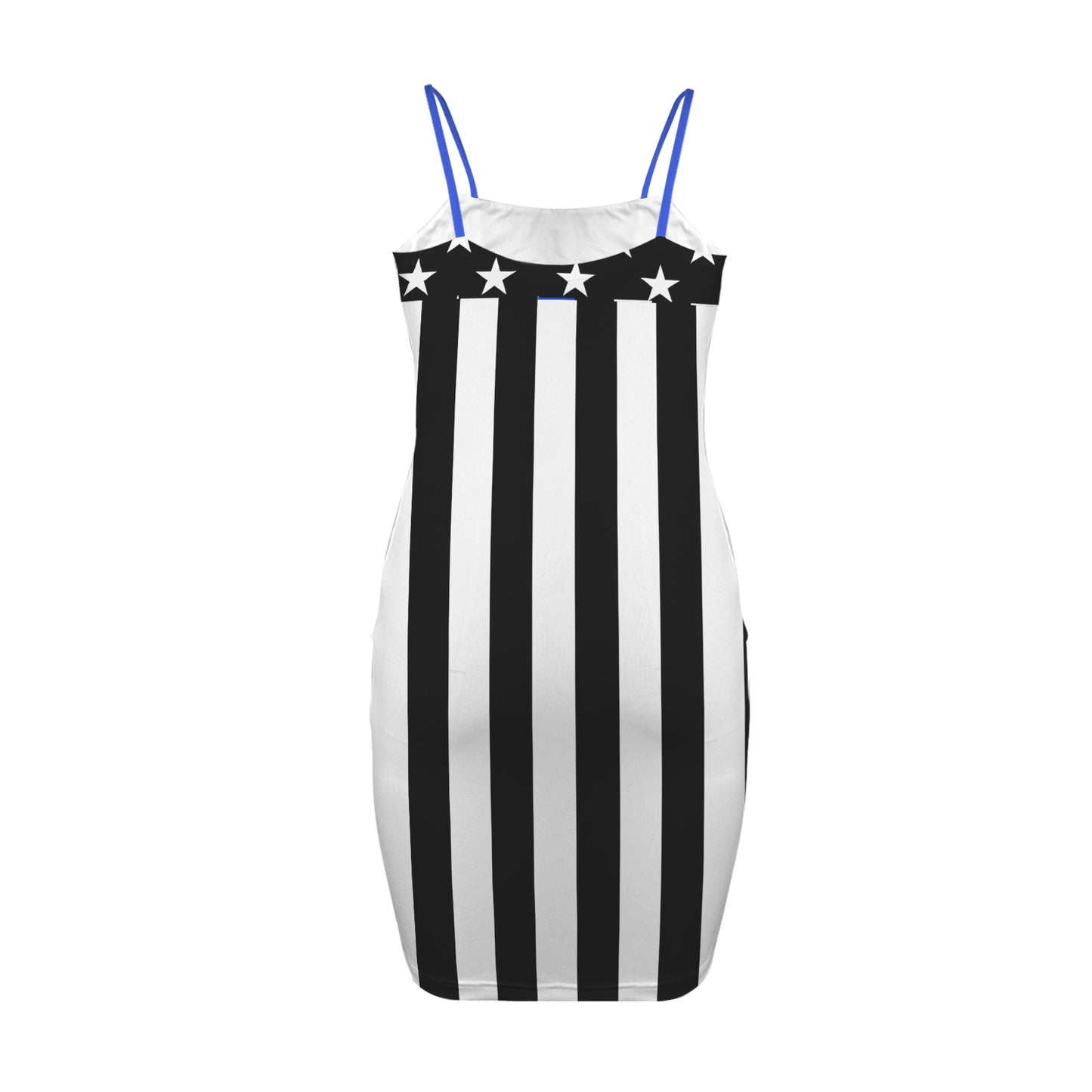 Thin Blue Line Flag Inspired Backless Spaghetti Strap Bodycon Dress