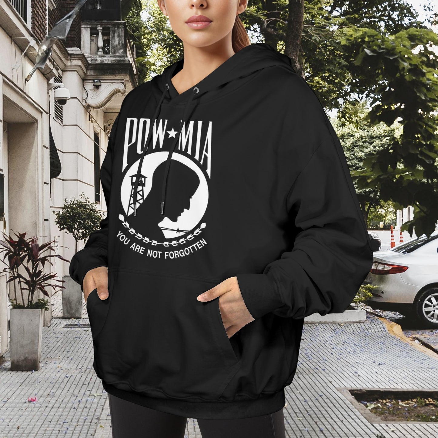 POW/MIA Flag Inspired Women's Hoodie (Made in the USA)