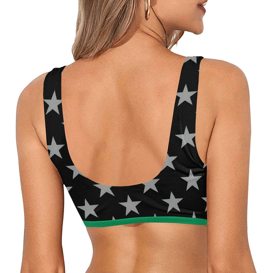 Thin Green Line Flag Inspired Sport Bikini Top