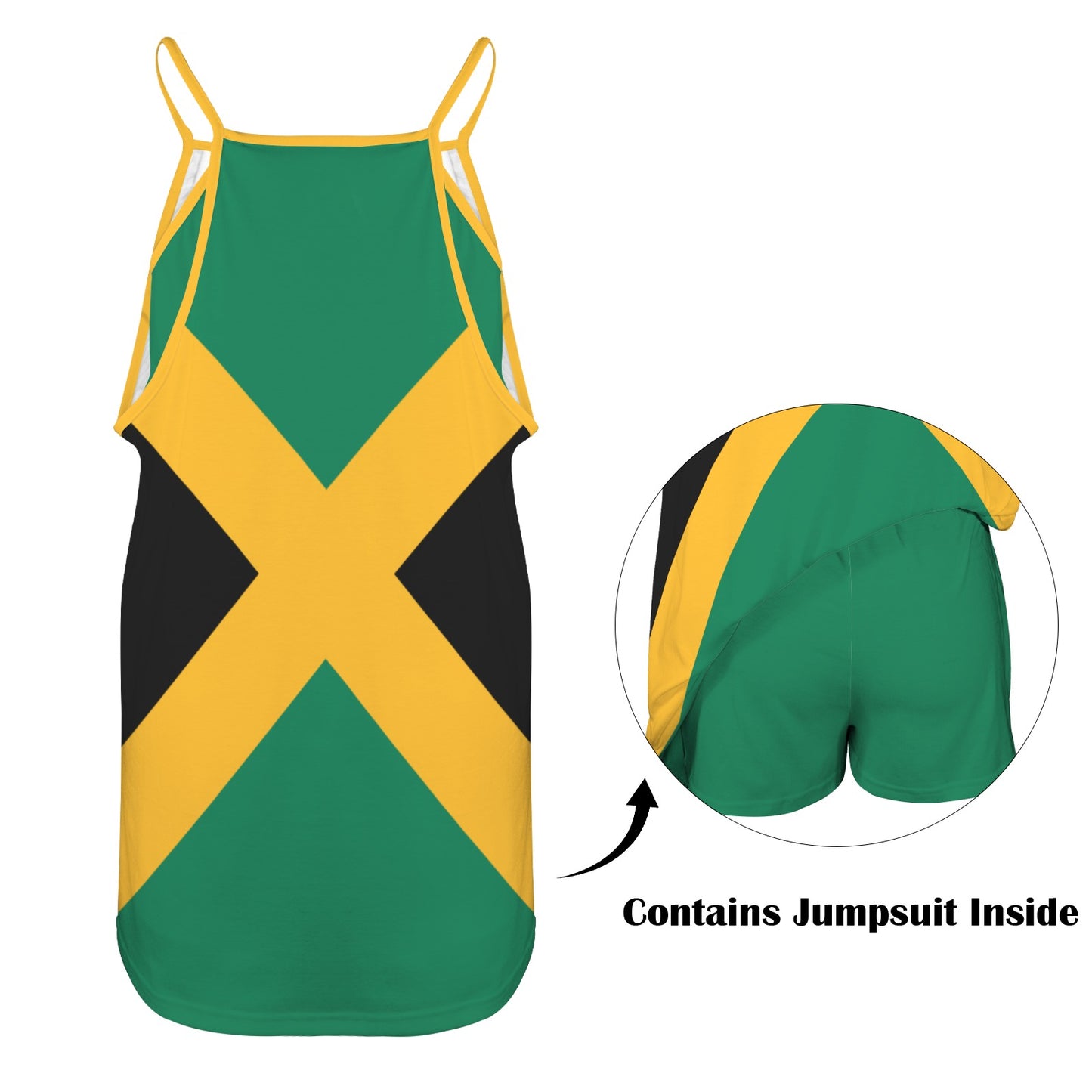 Jamaica Flag Inspired Women's Double-Layered Camisole Dress