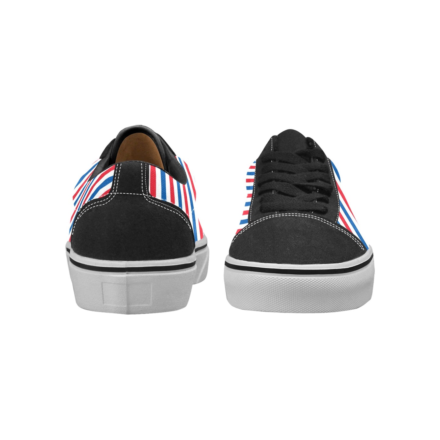 USA/American Flag Inspired Striped Pattern Women's Lace-Up Canvas Shoes