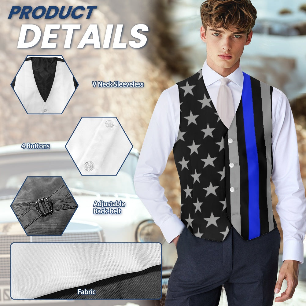 Thin Blue Line Flag Inspired (subdued) Suit vest jacket