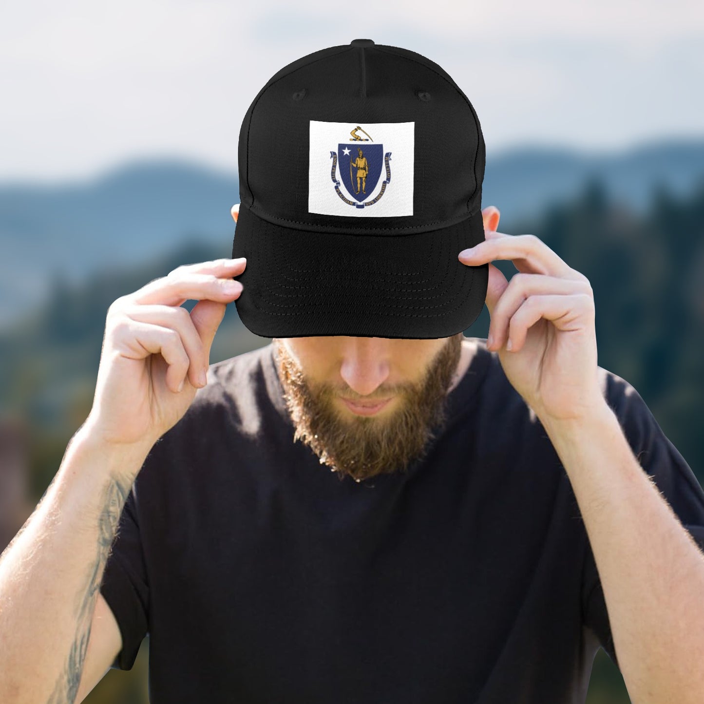 Massachusets Flag Baseball Cap (Made in USA)