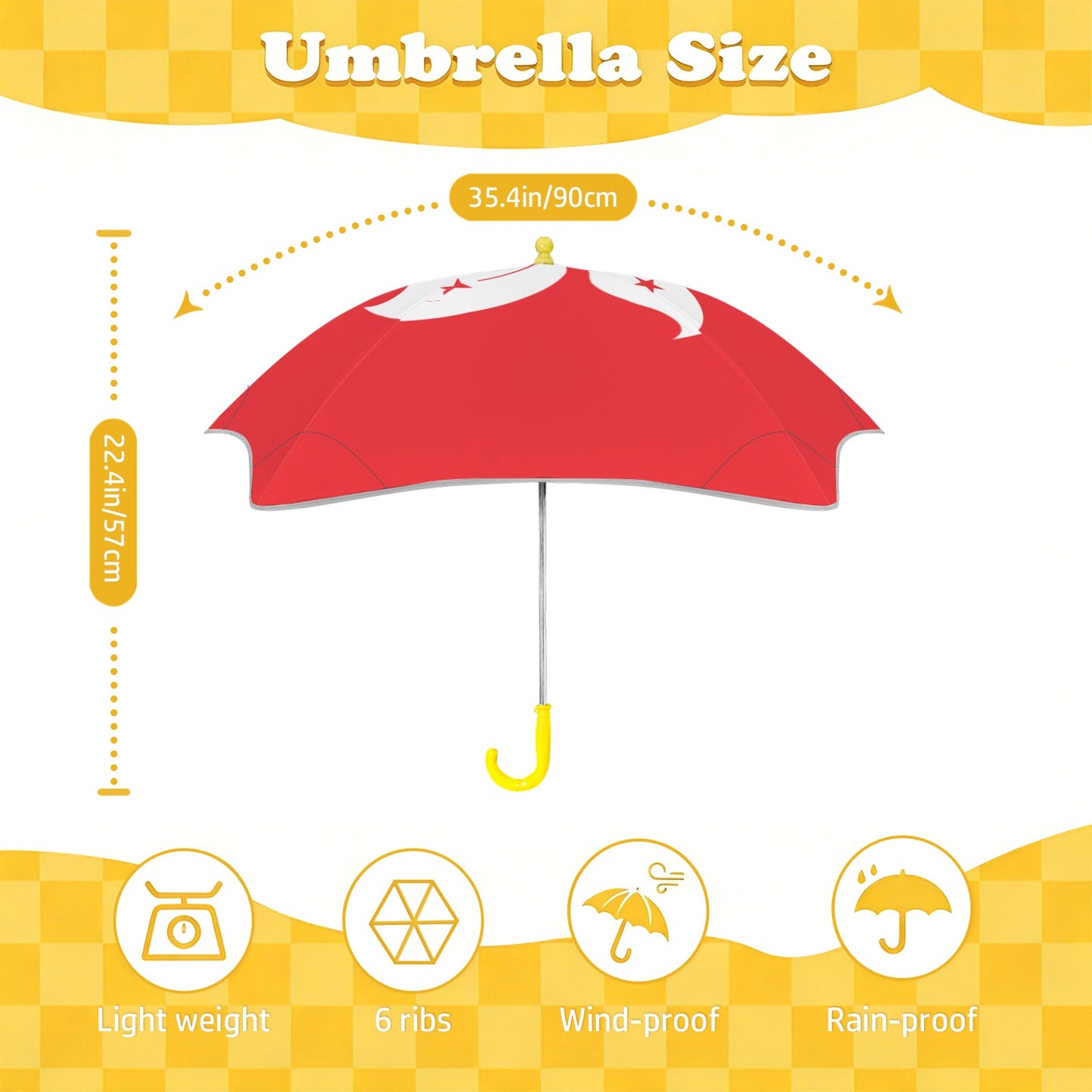 Hong Kong Flag Inspired Kids Safe Round Corner Umbrella