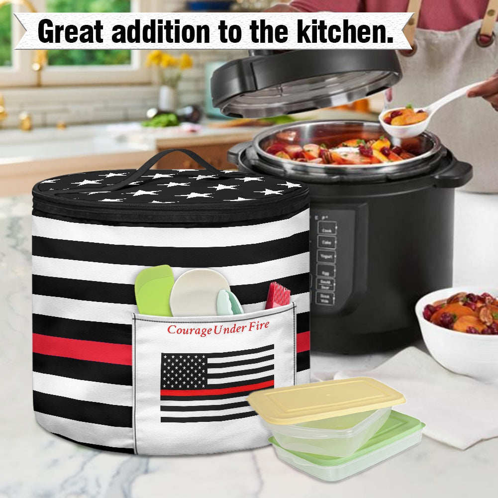 Thin Red Line Flag Inspired "Courage Under Fire" Electric Pressure Cooker Insulation Bag