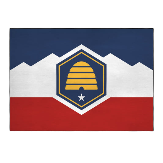 Utah Flag Inspired 84x60 Inch Area Rug with Black Binding (Made in the USA)