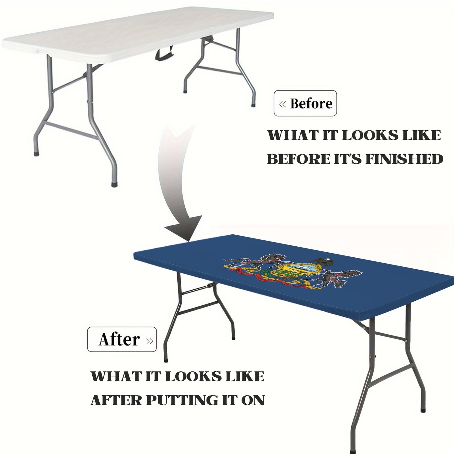 Pennsylvania Flag Inspired Custom Elastic Fitted Tablecloth 72x30 inch (Made in the USA)