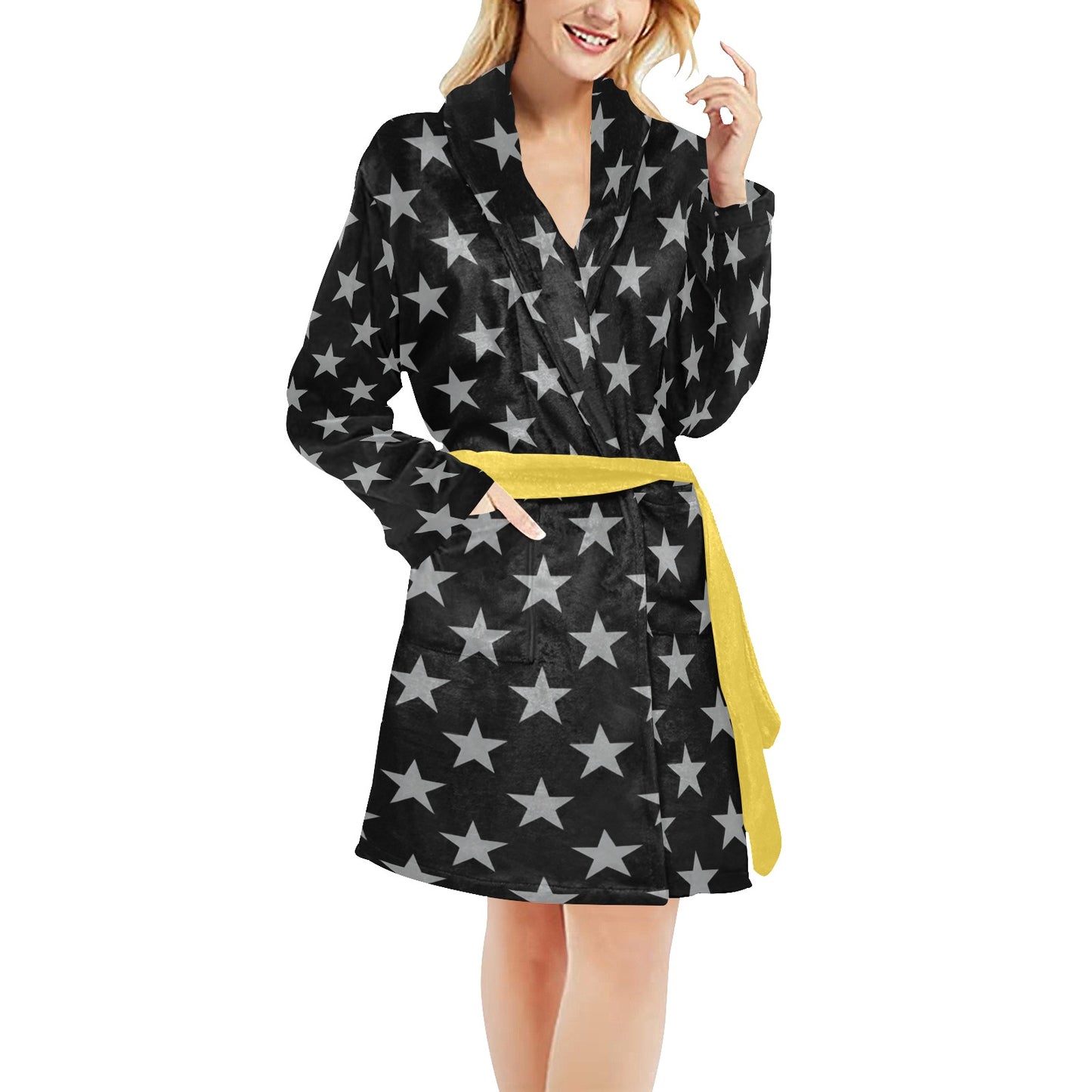 Thin Gold Line Flag Inspired Women's Fleece Robe