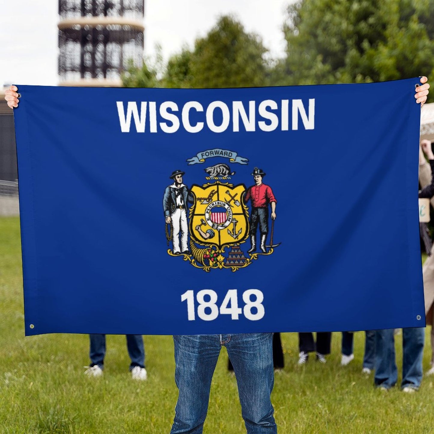 Wisconsin Flag Inspired Wall Mount Flag with Four Grommets (35x59 in)