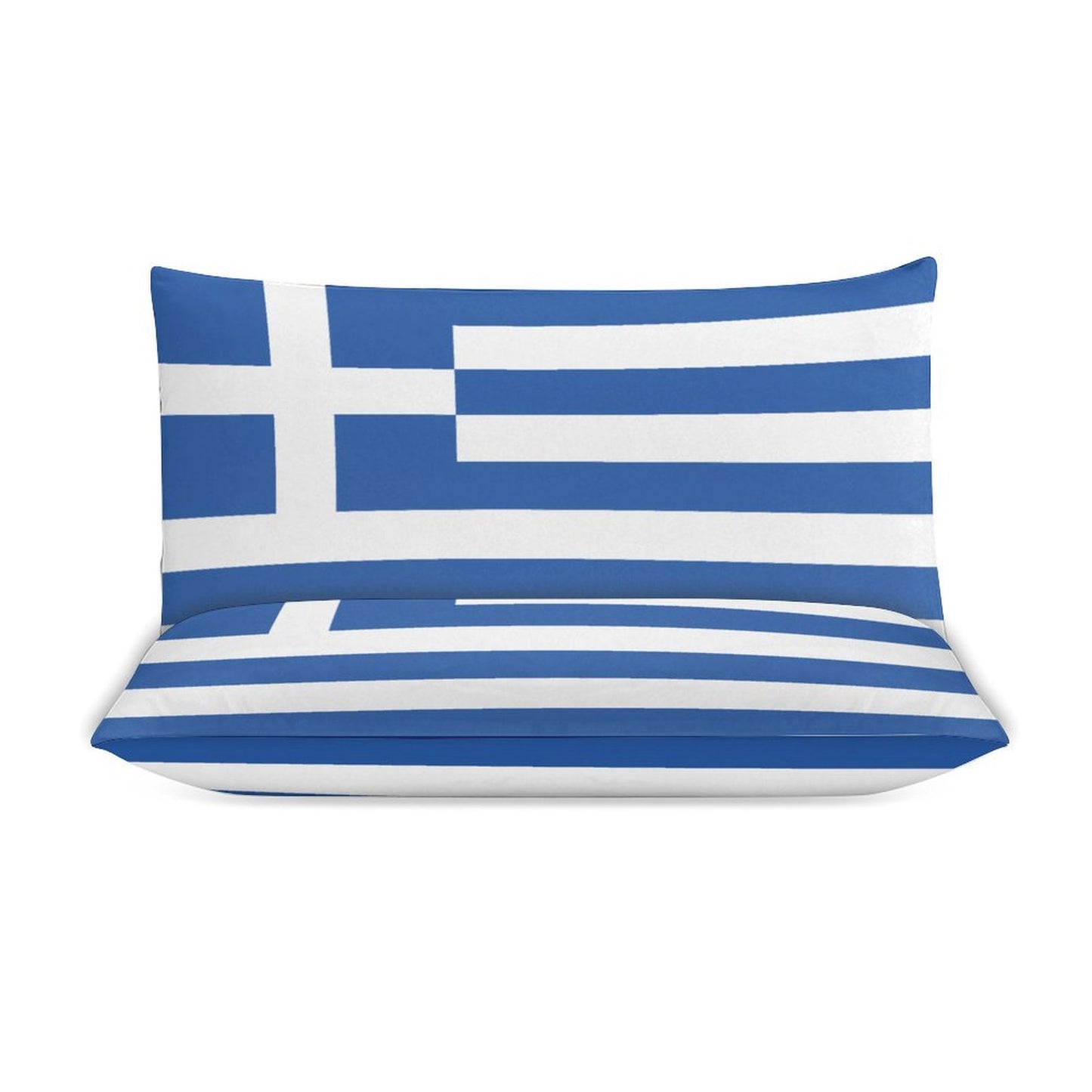 Greece Flag Inspired 3-Piece Bedding Set (1 Duvet Cover + 2 Pillow Shams) – 102"×90"