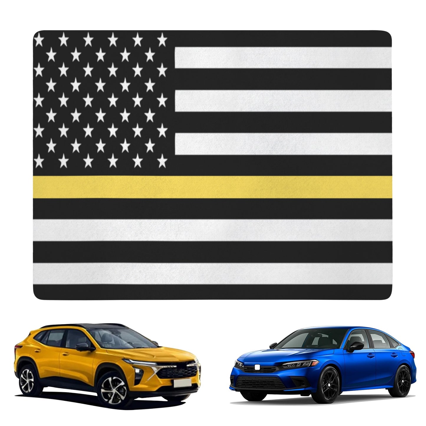 Thin Gold Line Flag Inspired Car Trunk Mat 100 × 75 cm / 39.4 × 30 in Printed in the USA