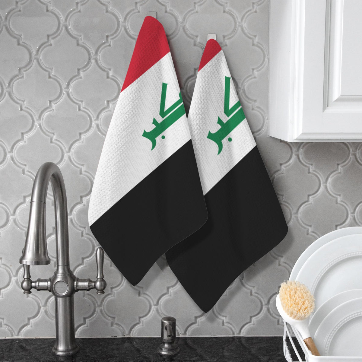 Iraq Flag Inspired Kitchen Towel 40X60cm Pack of 2 | Printed In the USA