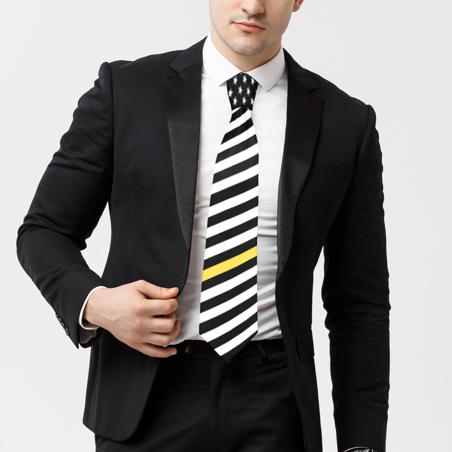 Thin Gold Line Flag Inspired Classic Necktie (Two Sides)