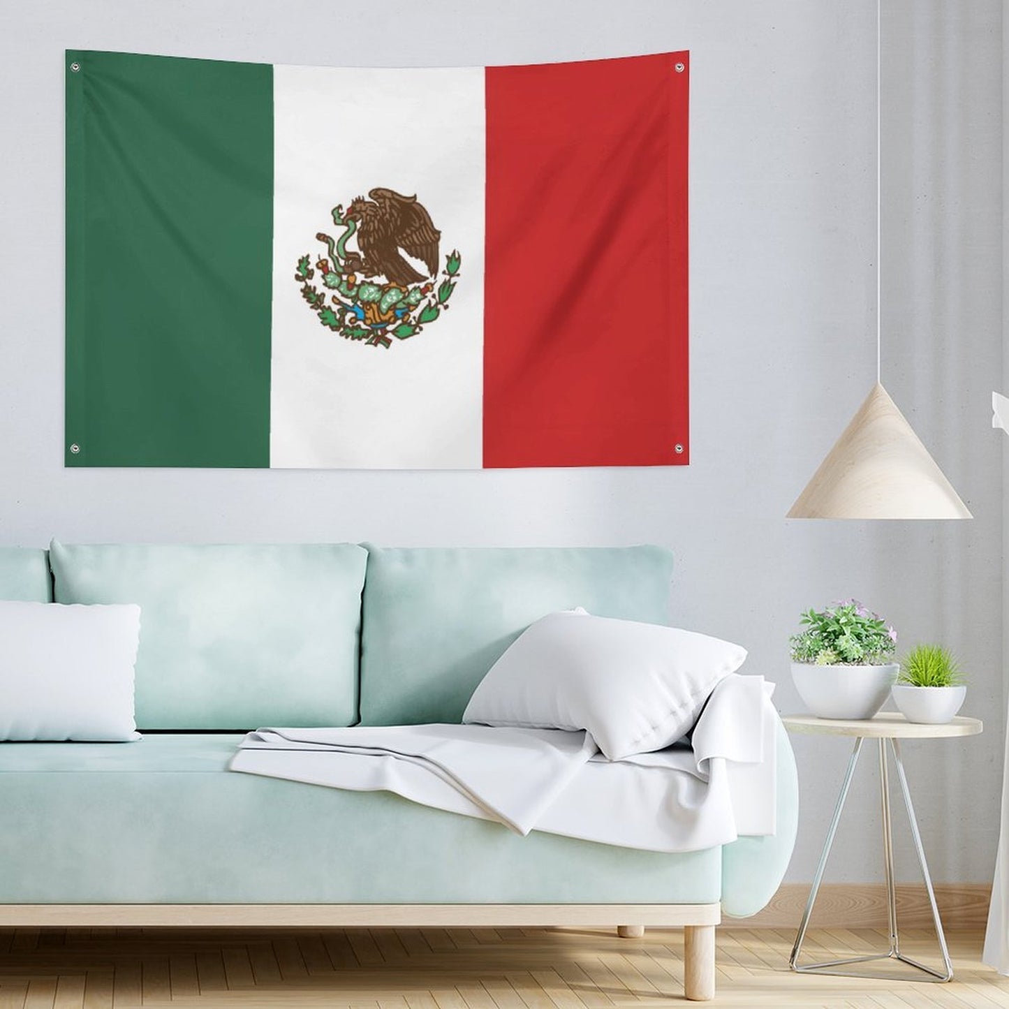 Mexico Flag Inspired Wall Mount Flag with Four Grommets (35x59 in)