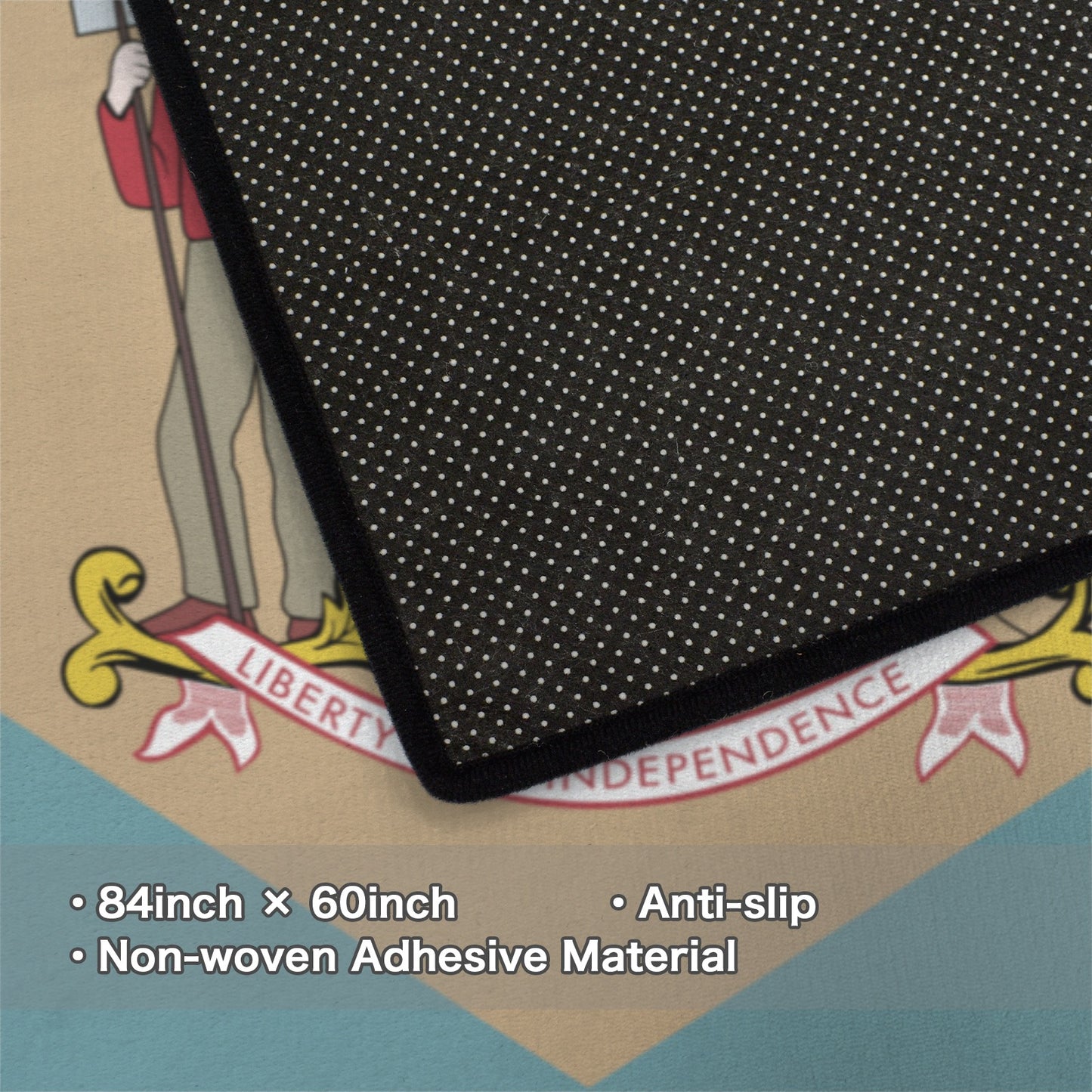 Delaware Flag Inspired 84x60 Inch Area Rug with Black Binding (Made in the USA)