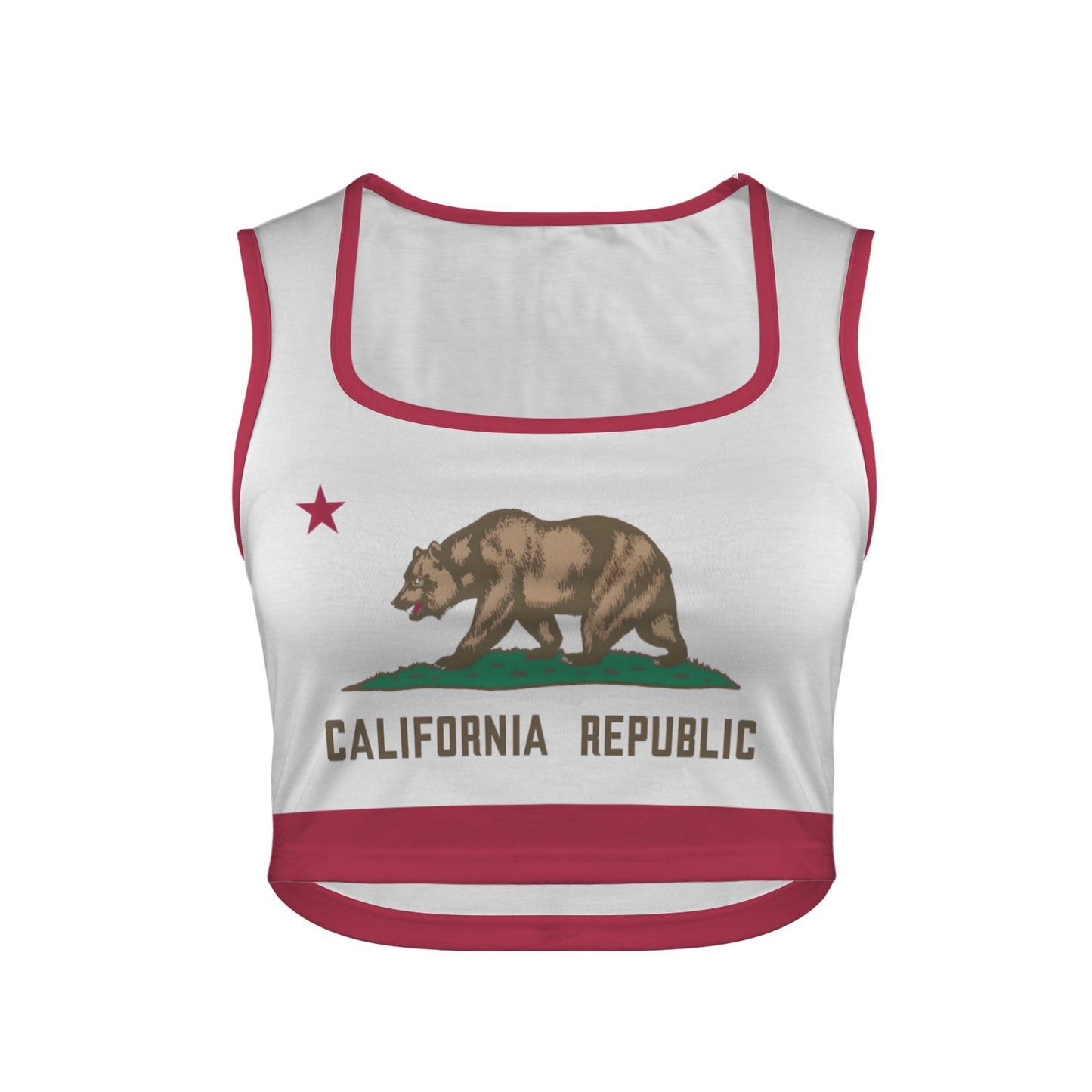 California Flag Inspired Square Neck Crop Tank Tops