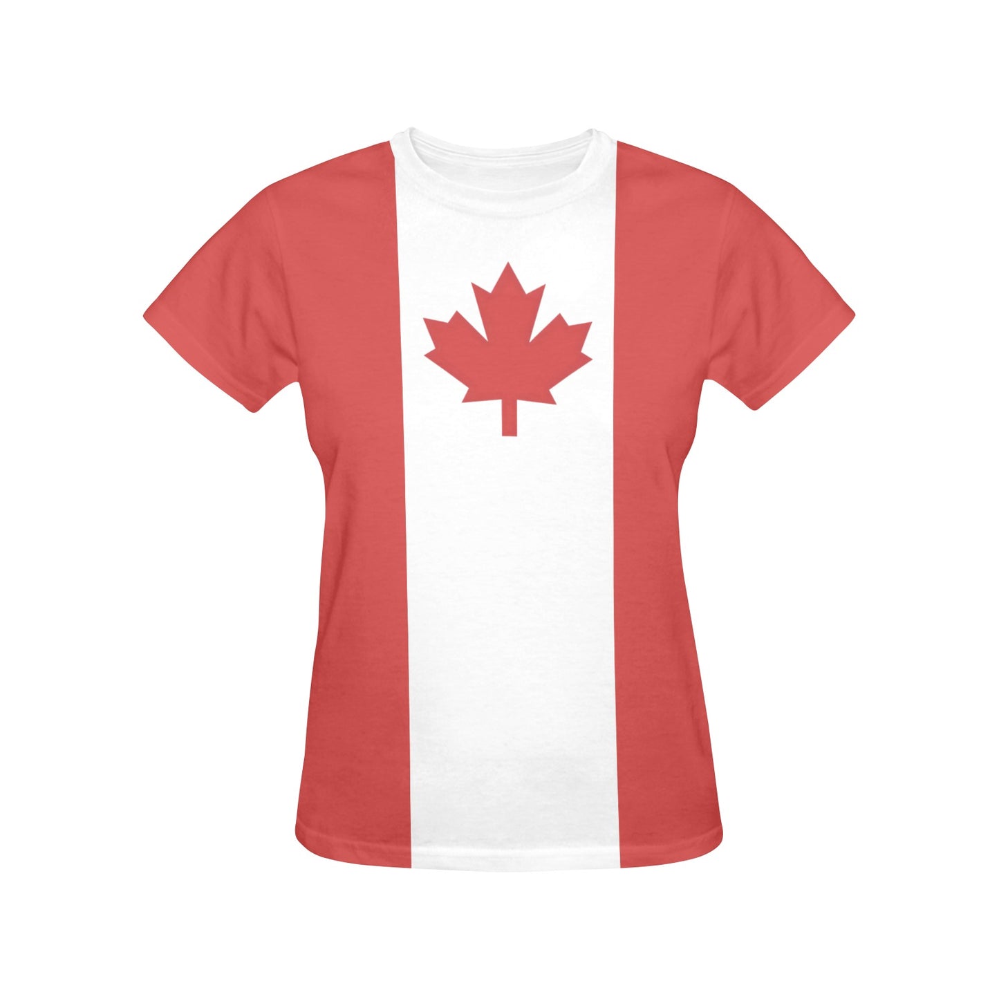 Canada Flag Inspired Women's All Over Print Crew Neck T-Shirt(T40-2)(Made in Queens)