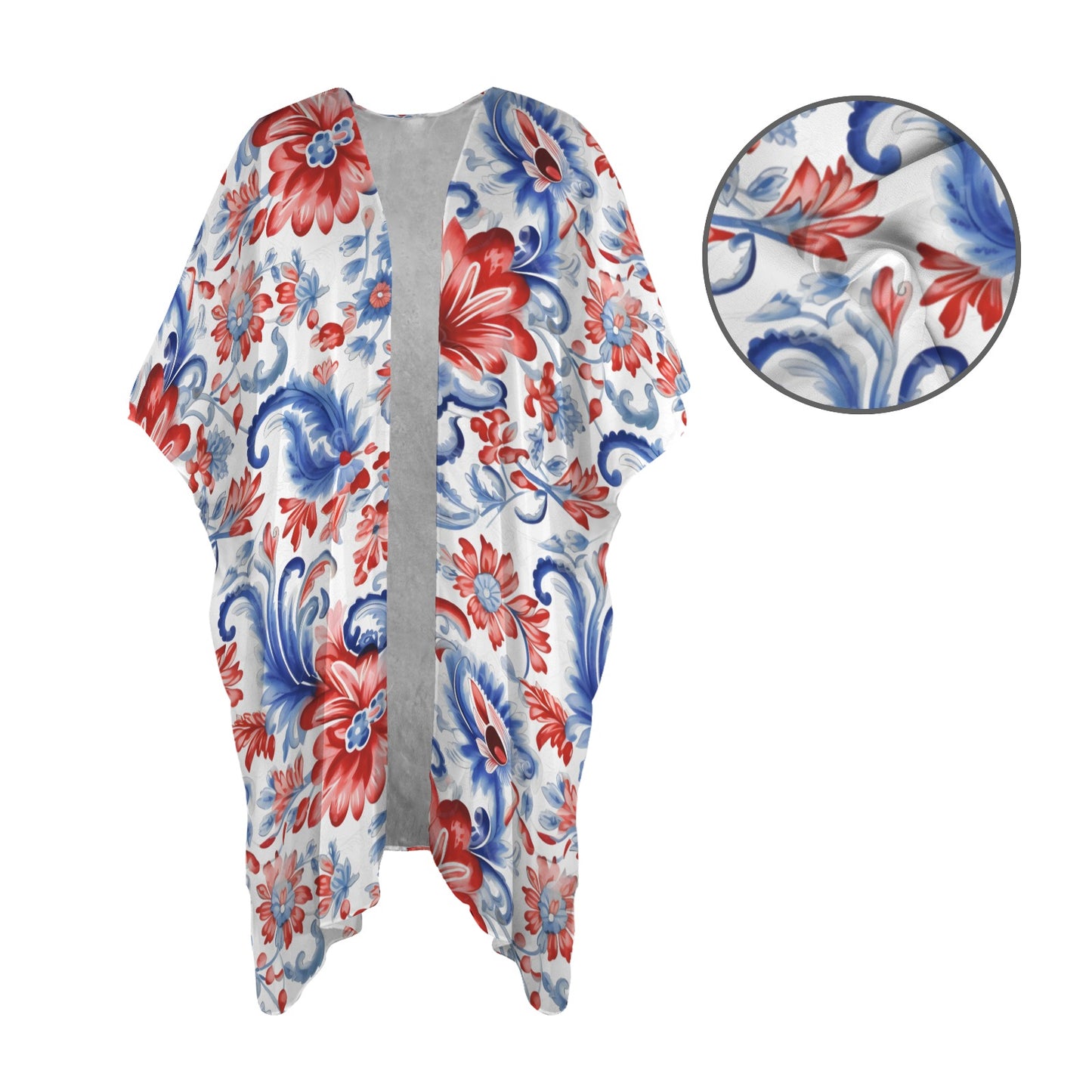 USA/American Flag Inspired Floral/Paisley Pattern Women's Long Cover Up