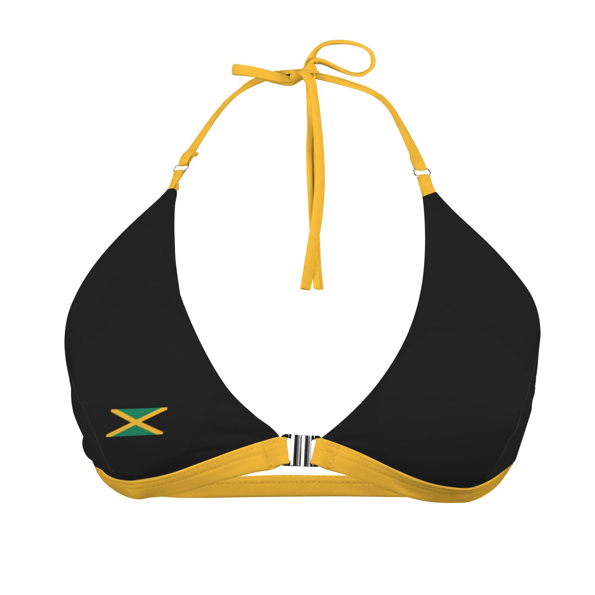 Jamaica Flag Inspired Front Buckle Triangle Bikini Top