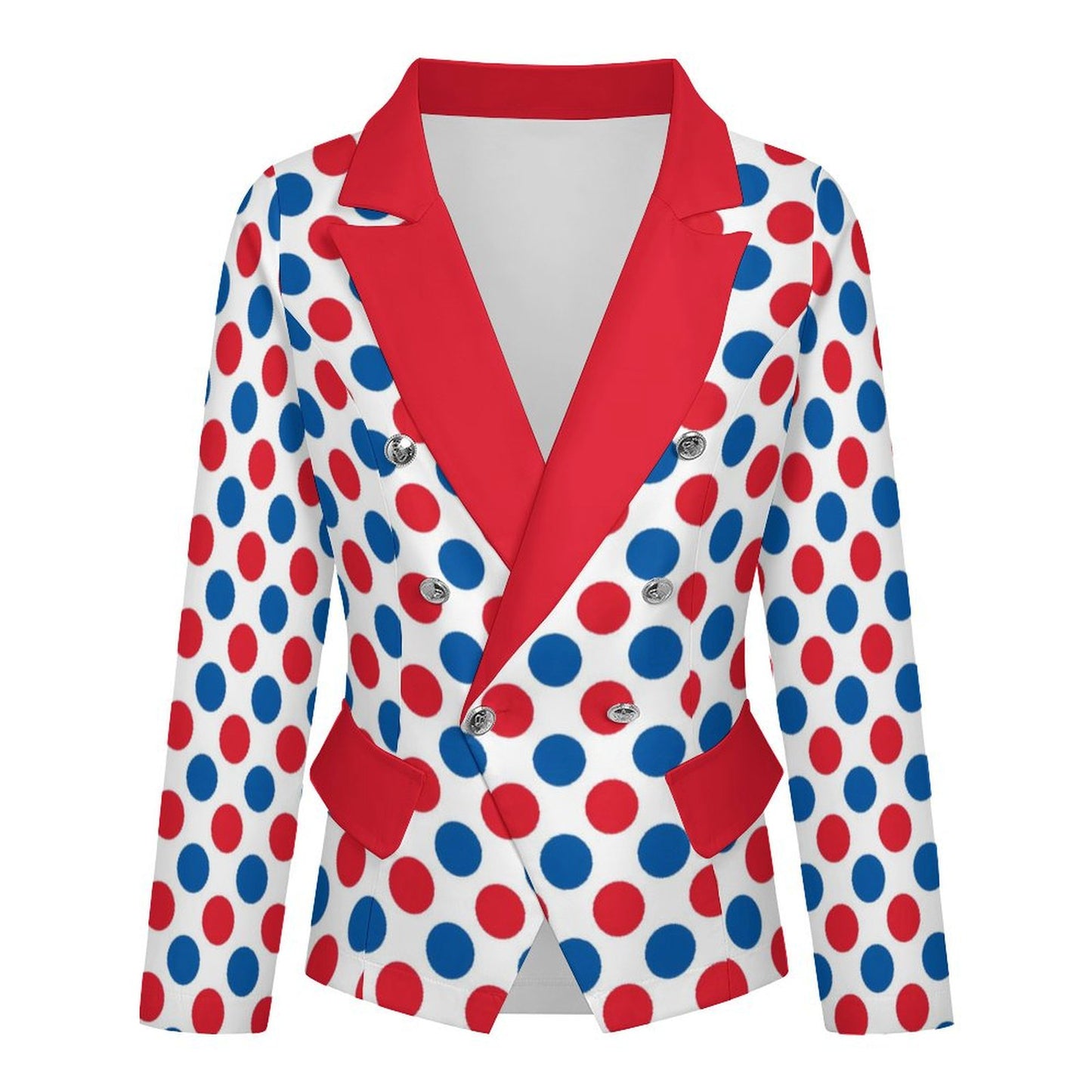 USA/American Flag Inspired Polka Dot Pattern Women’s Double Breasted Blazer