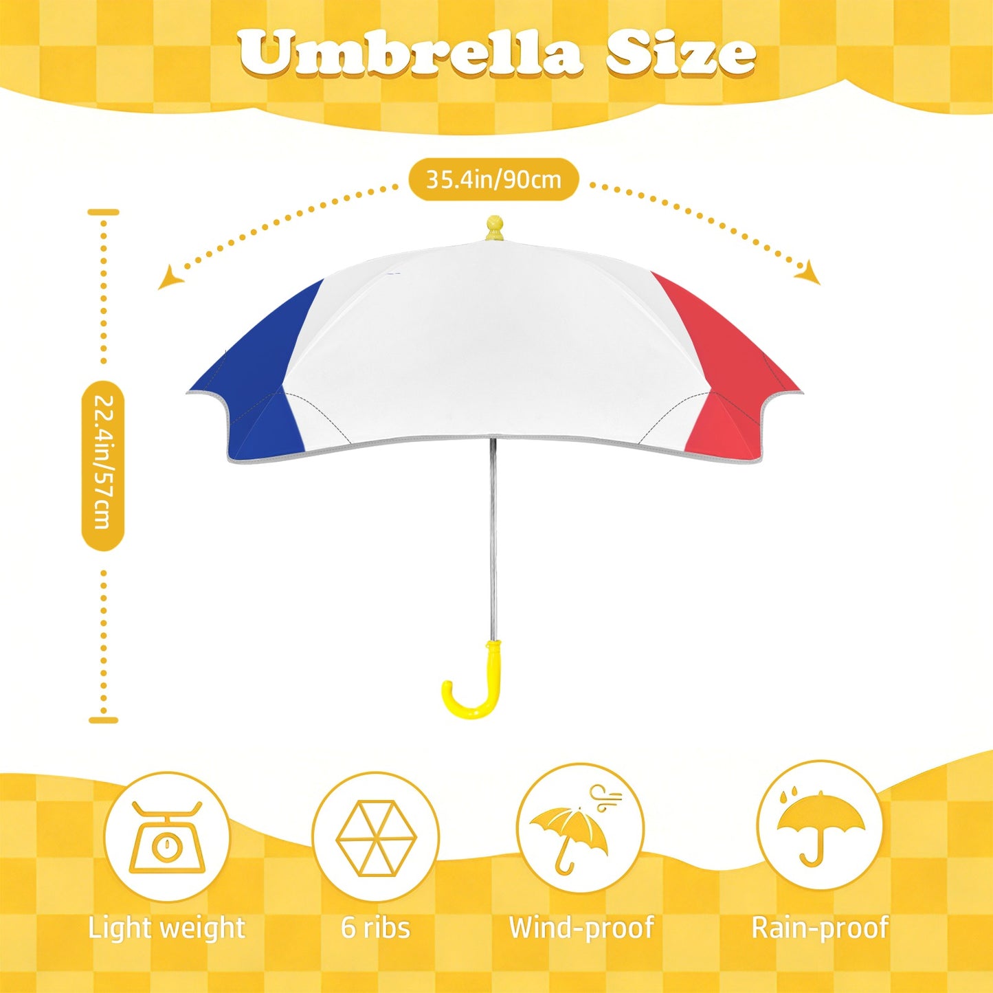 France Flag Inspired Kids Safe Round Corner Umbrella