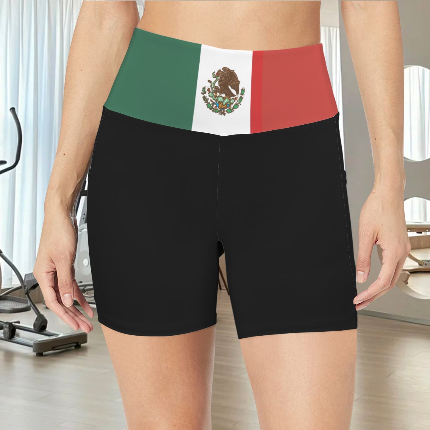 Mexico Flag Inspired Pocket Yoga Active Shorts
