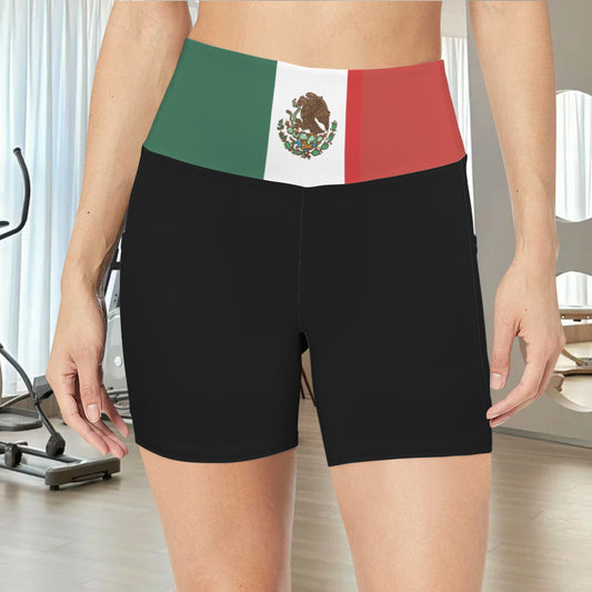 Mexico Flag Inspired Pocket Yoga Active Shorts