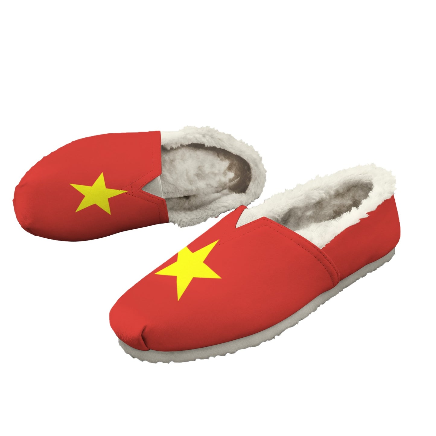 Vietnam Flag Inspired Women's Fleece-Lined Canvas Slip-On