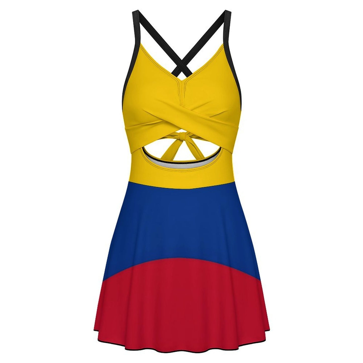 Colombia Flag Inspired Women's V-neck One-piece Swimsuit with Cutout