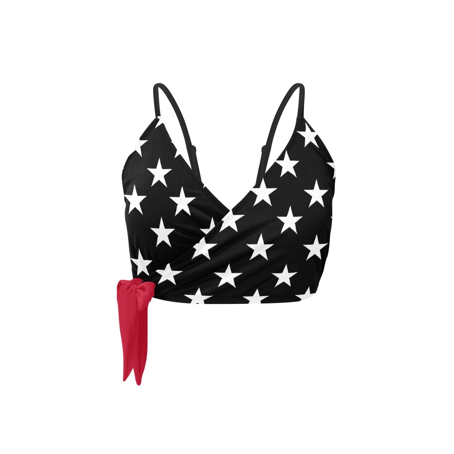 Thin Red Line Flag Inspired Knot Side Bikini Top