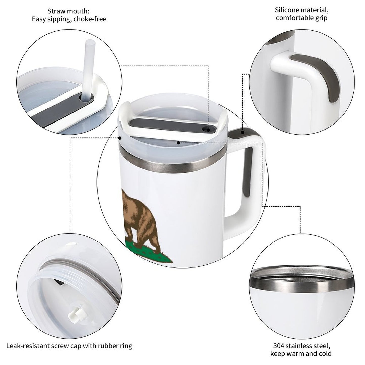 California State Flag 40 oz Stainless Steel Tumbler - USA Made