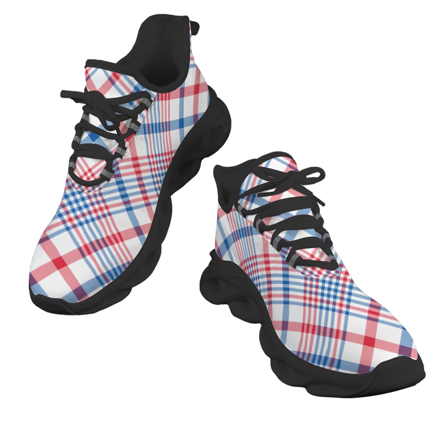 USA/American Flag Inspired Plaid Pattern Men's Twisted Sole Sneakers
