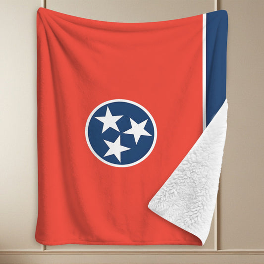 Tennessee Flag Inspired Sherpa Fleece Blanket 90" x 108" | Prtinted in the USA