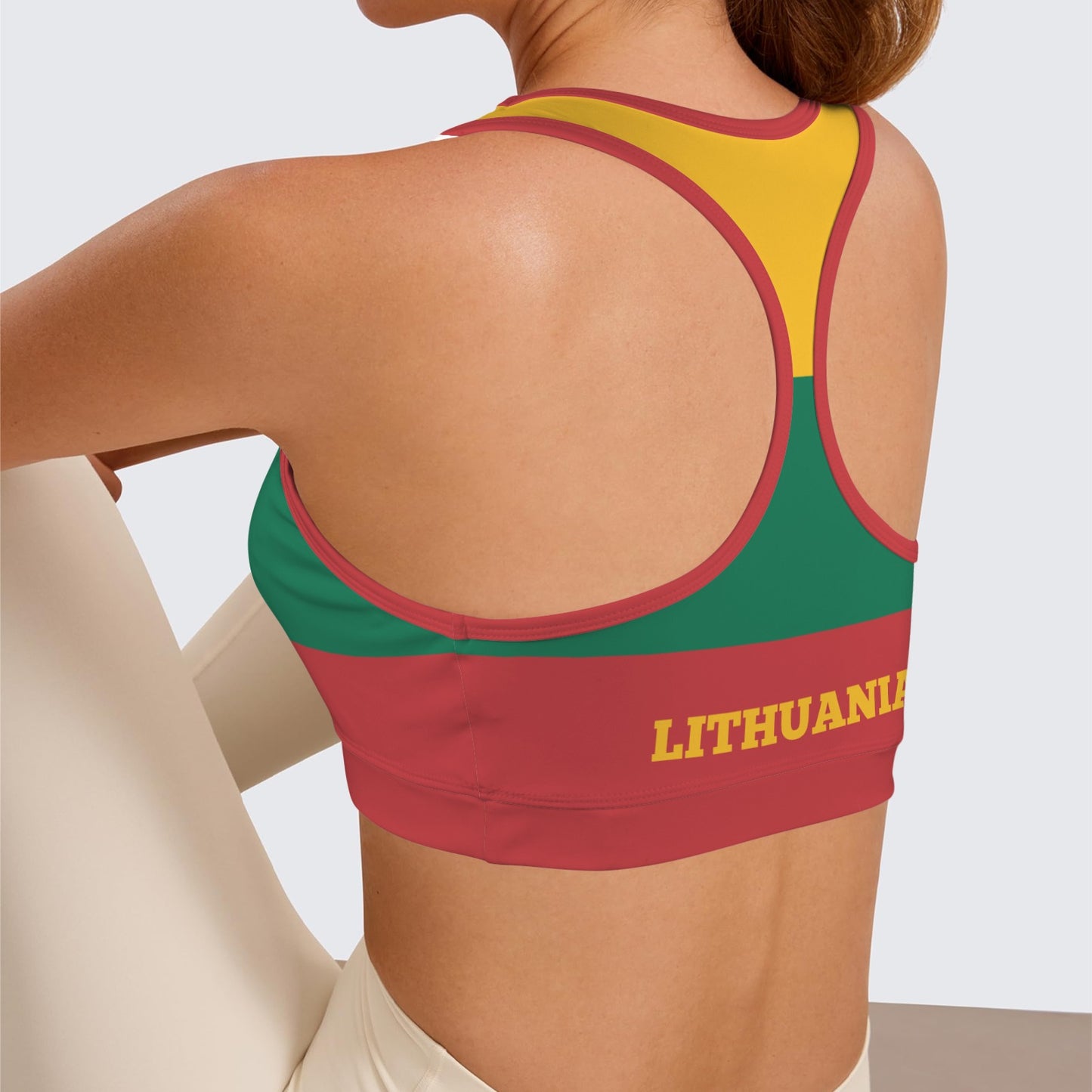 Lithuania Flag Racerback Sports Bra