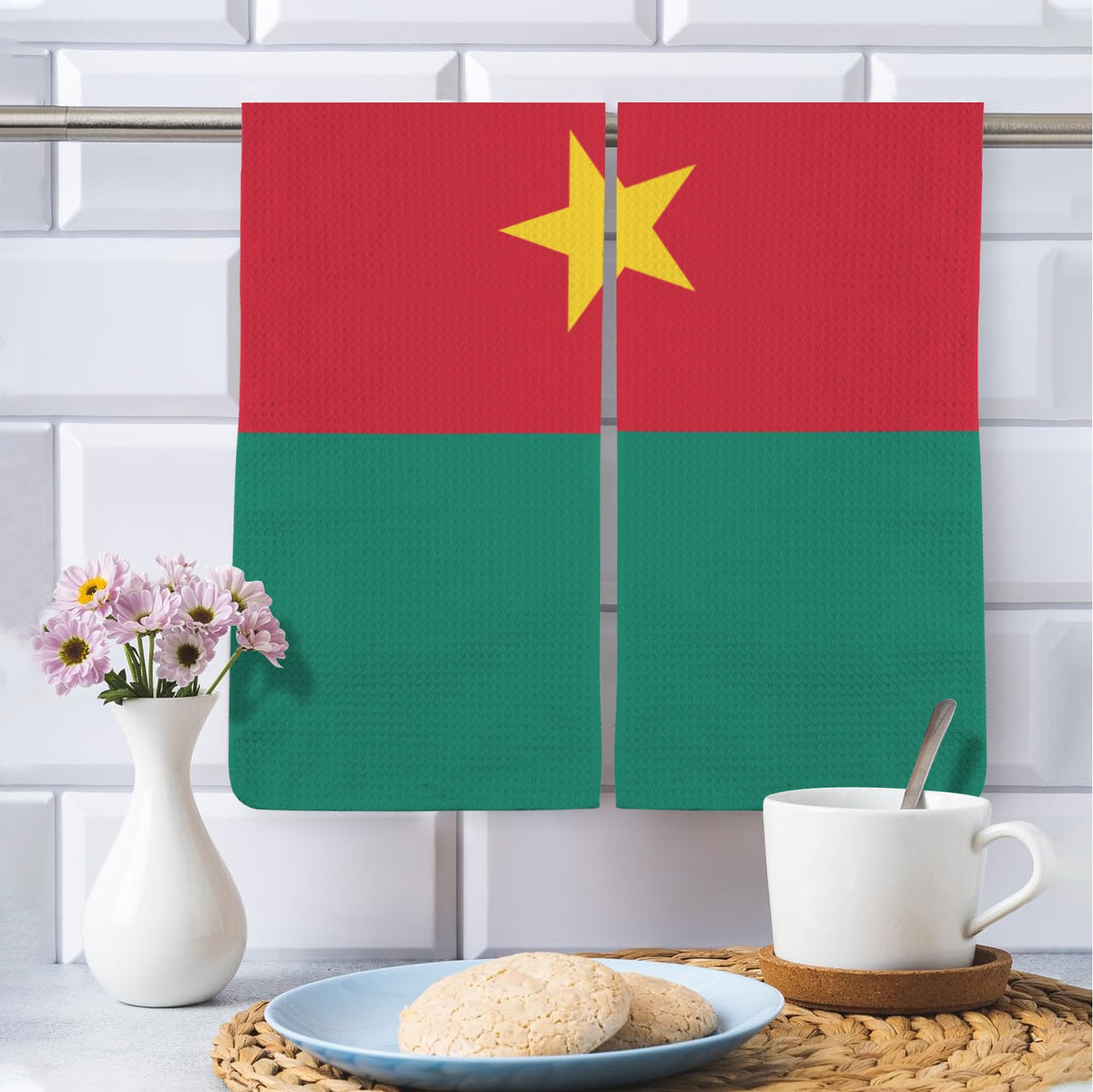 Cameroon Flag Inspired Kitchen Towel 40X60cm (Pack of 2) | Printed In the USA