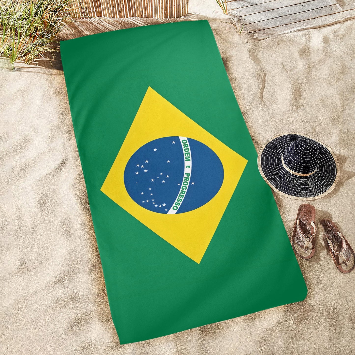 Brazil Flag Inspired Beach Towel (Made in the USA)