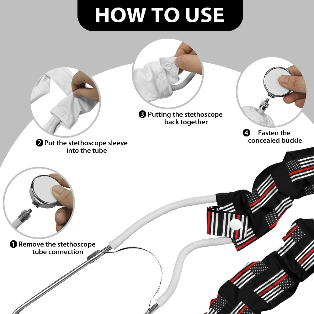 Thin Red Line Flag Inspired Stethoscope Protective Cover