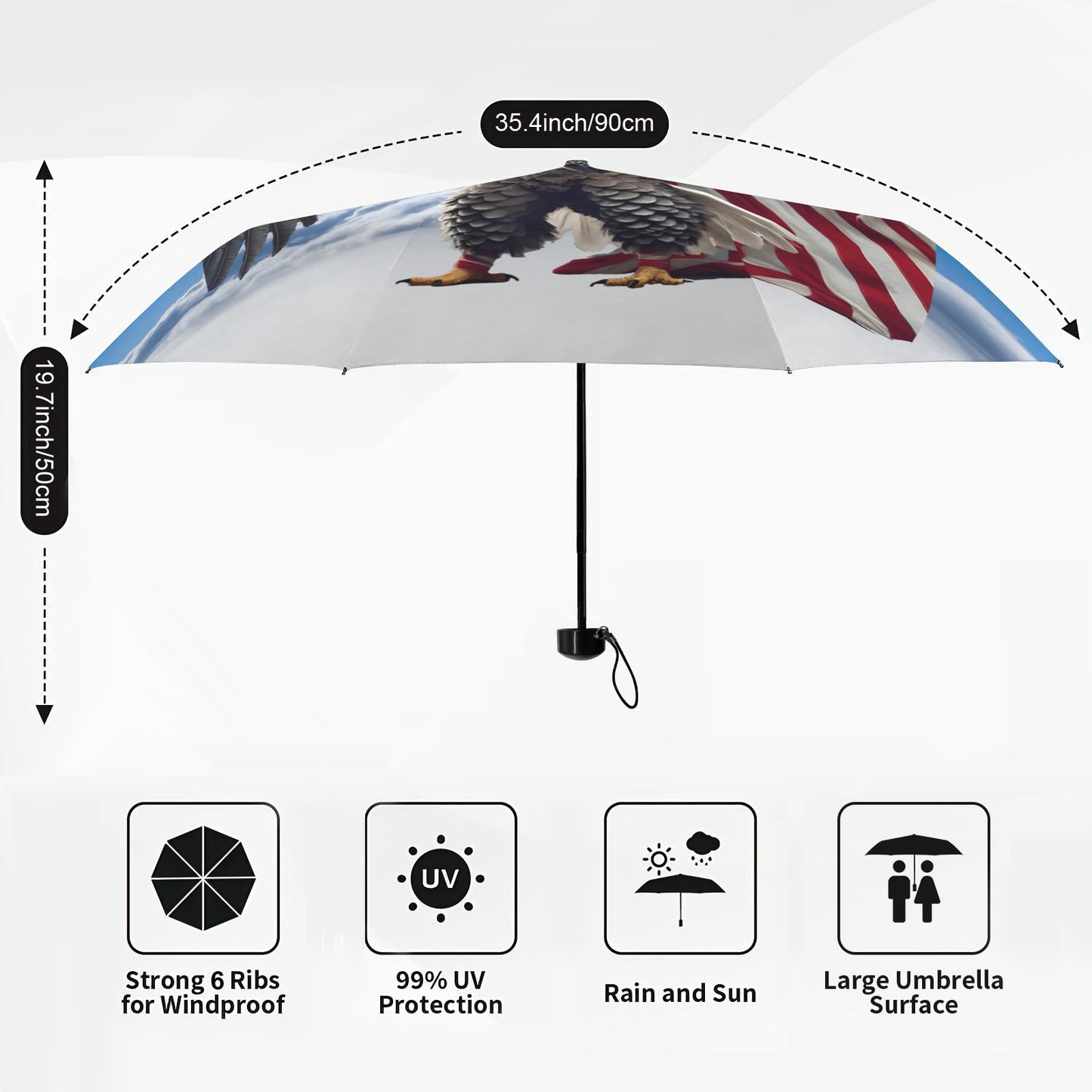 USA/American Flag Bald Eagle with Cape Mini Compact Umbrella