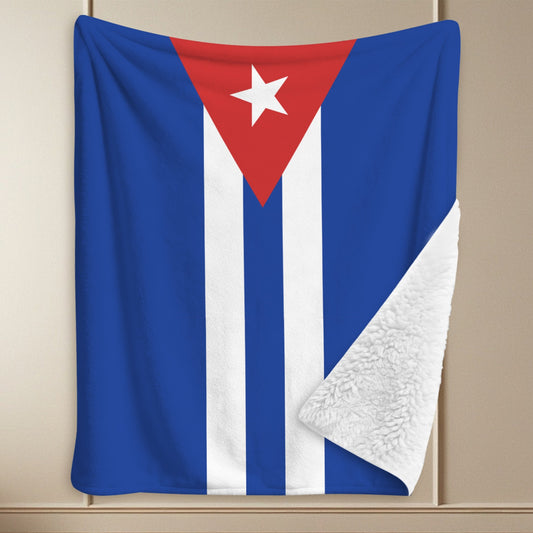 Cuba Flag Inspired Sherpa Fleece Blanket 90" x 108" | Prtinted in the USA