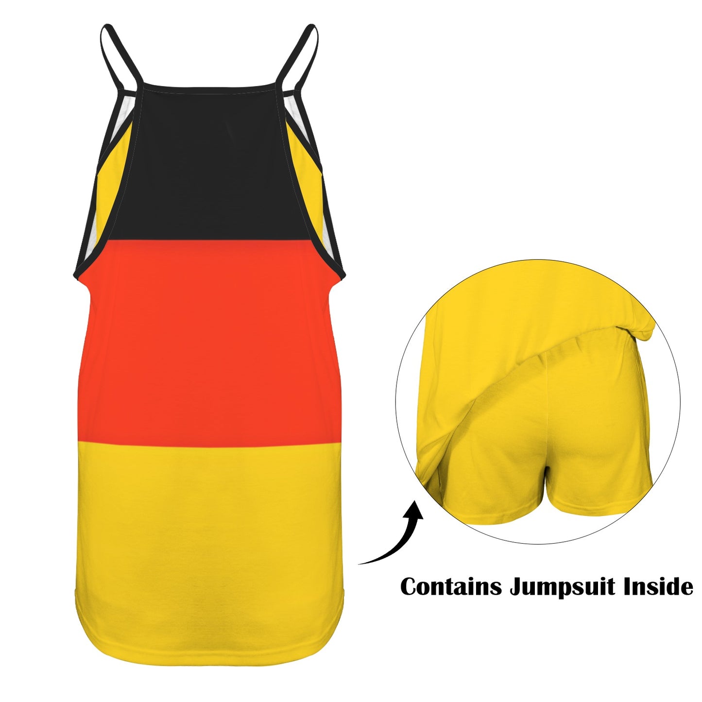 Germany Flag Inspired Women's Double-Layered Camisole Dress
