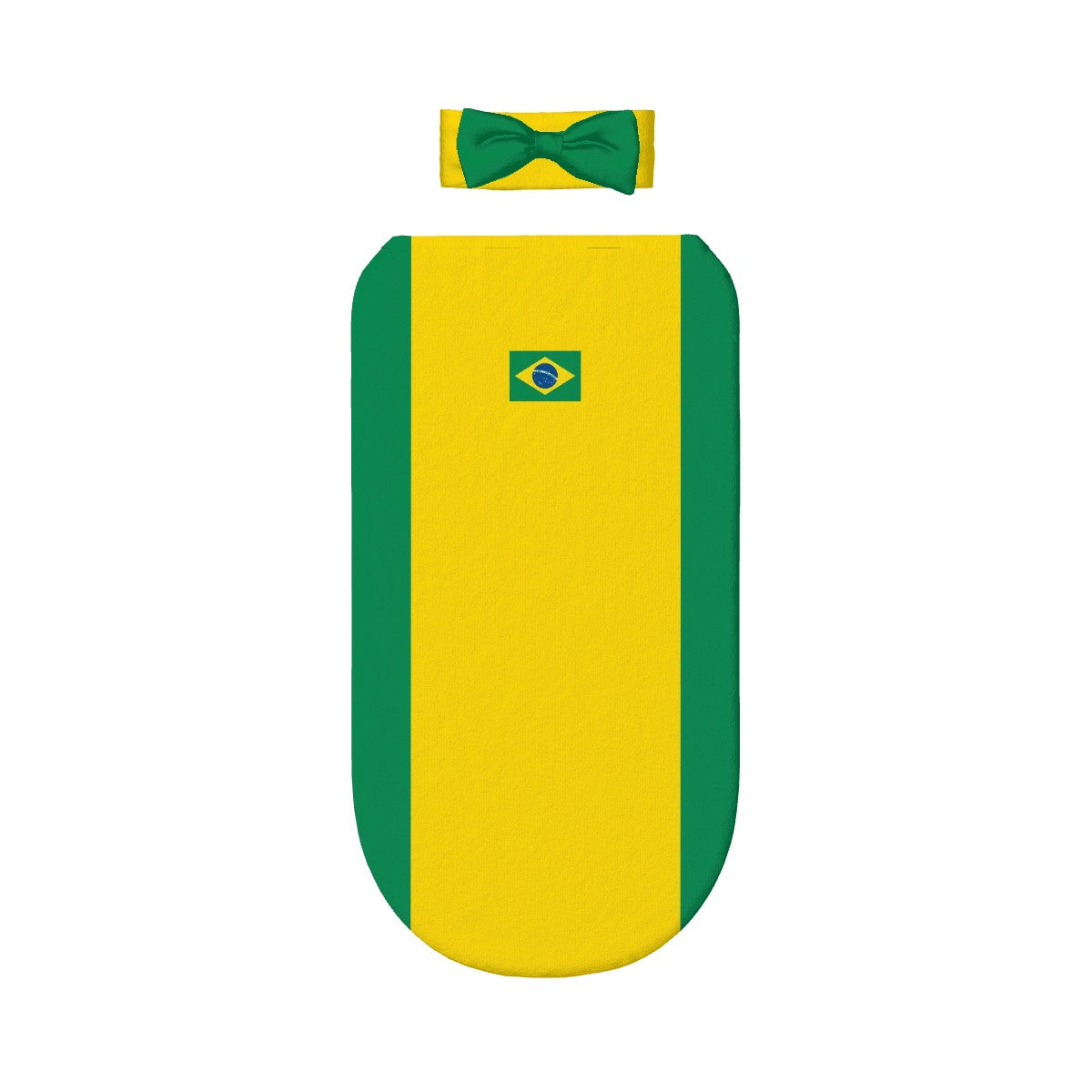 Brazil Flag Inspired Baby Swaddle Sack with Baby Headband