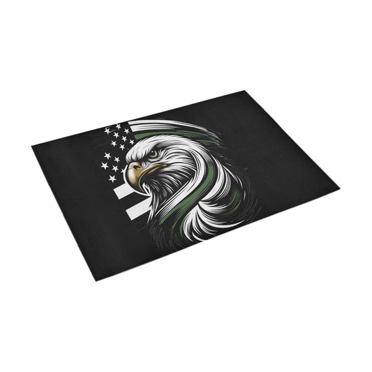 Thin Green Line Flag Inspired Eagle Doormat 30" x 18" (Sponge Material)