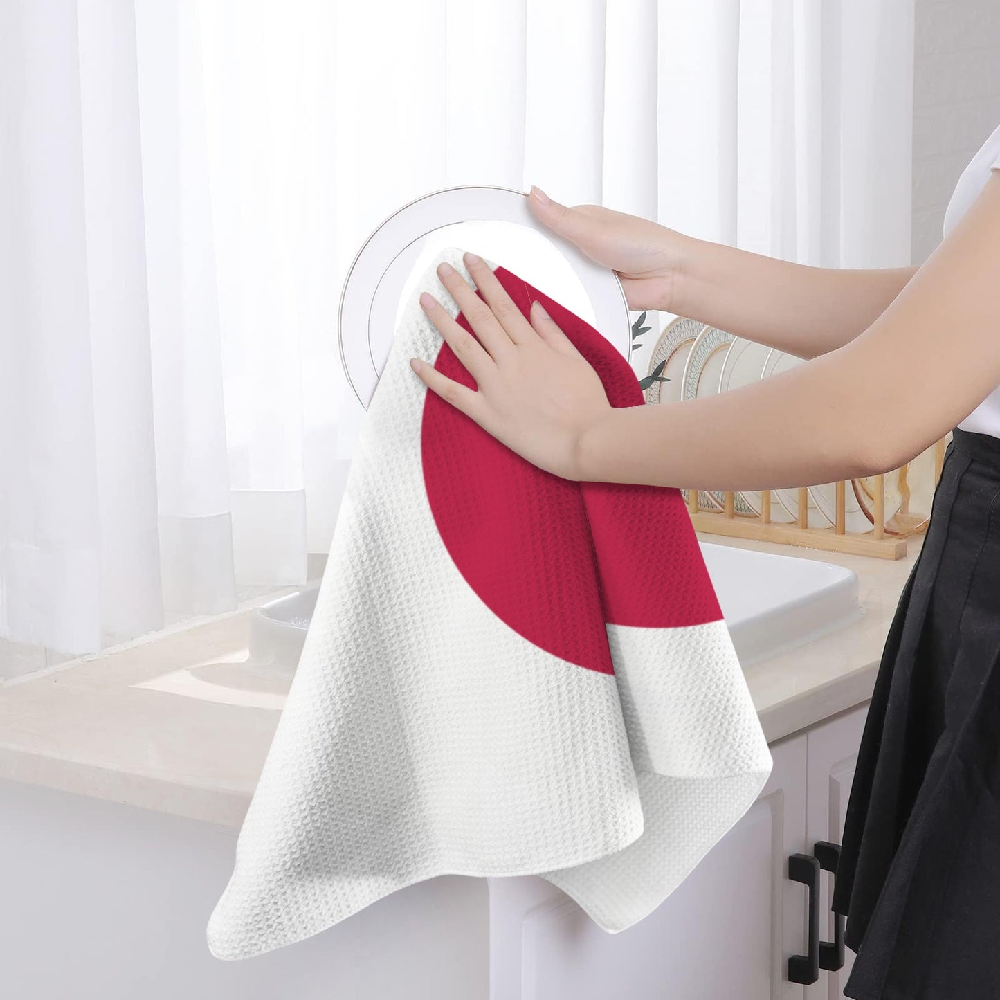 Japan Flag Inspired Kitchen Towel 40X60cm (Pack of 2) (Made in the USA)