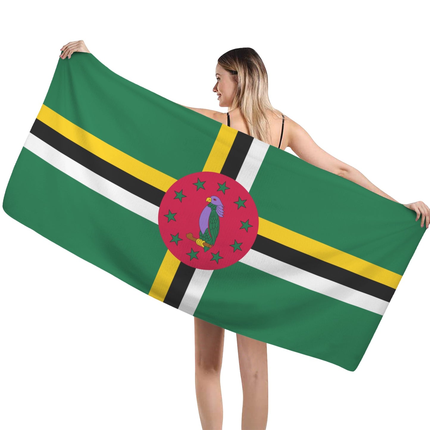 Dominica Flag Inspired Custom Bath Towel 29"x58"(Made in USA)